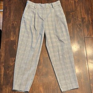 EUC LOFT Black and White Plaid Ankle Cropped Pants size XSP, like new